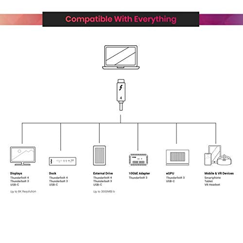 CalDigit [Intel zertifiziert] Thunderbolt 4 / USB 4 Kabel - 40Gbps 100W Aufladung, Kompatibel mit Th