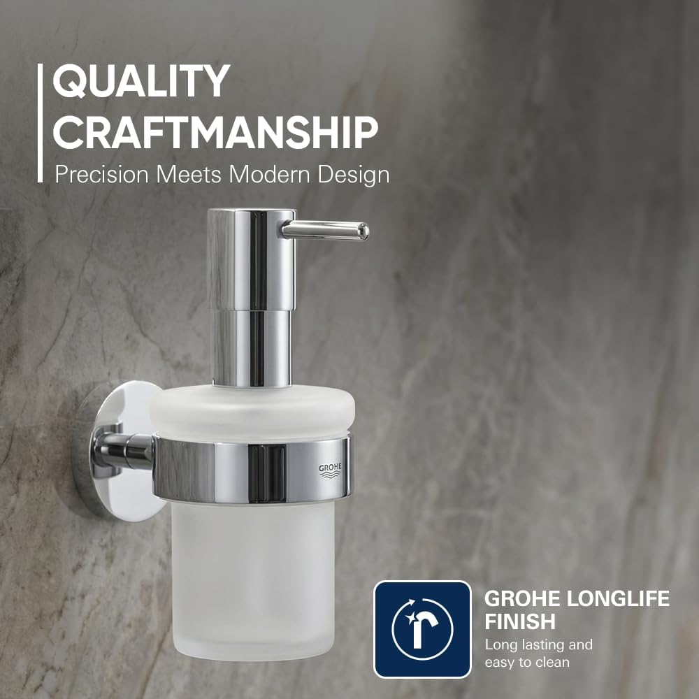 GROHE Essentials - Seifenspender (mit Halter, verdeckte Befestigung, pflegeleicht, langlebig) , chro