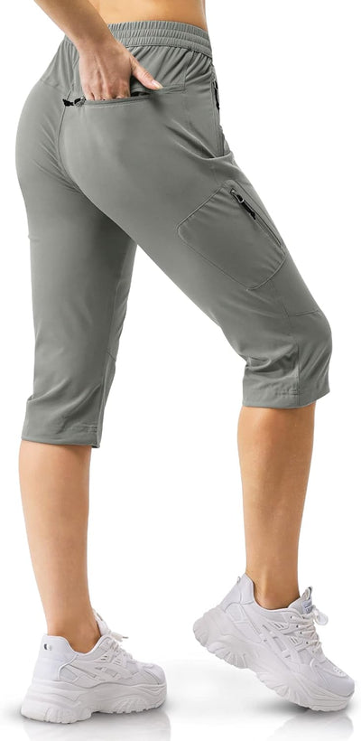 33,000ft Damen 3/4 Hose Capri Wanderhose Stretch Leichte Radhose Taschen Sommer Outdoor Golf Hose 34