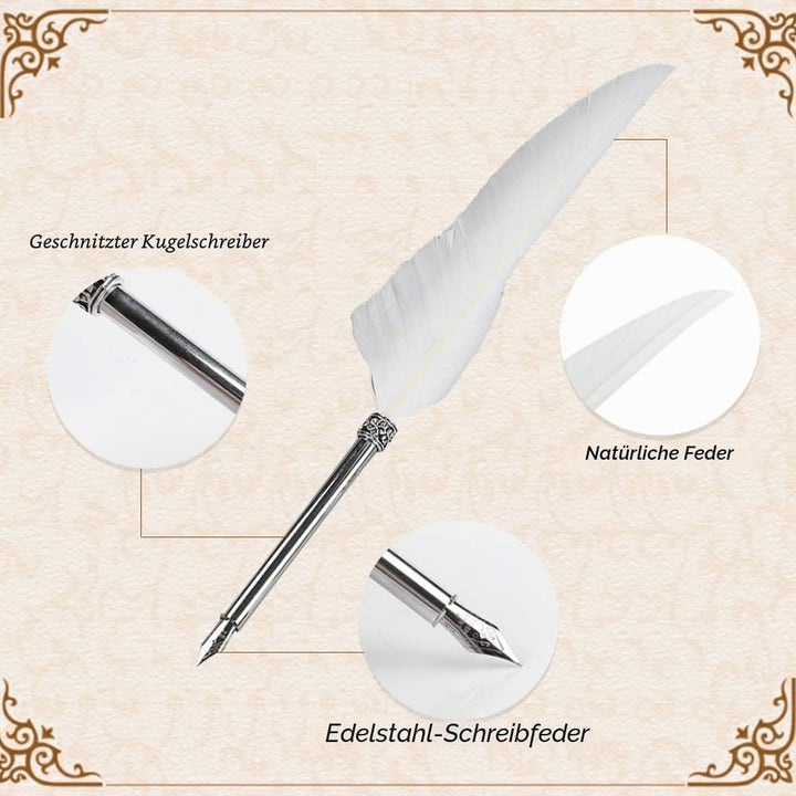 Feather Quill Pen Set, Retro Leder Notizbuch Feather Dip Pen Tintenflasche Set Briefpapier Geschenkb