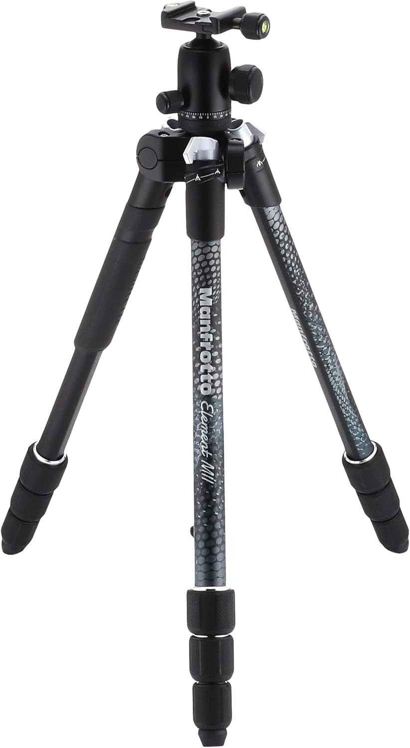 Manfrotto Element MII Kamerastativ, Aluminium Reisestativ mit Kugelkopf und Tragetasche, für DSLR, C