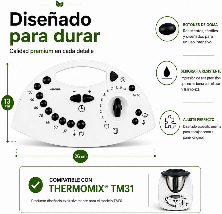 Thermomix TM31 Knopf | Frontpanel komplett mit Membran-Tastatur | Ersatzteile, Zubehör für den Therm