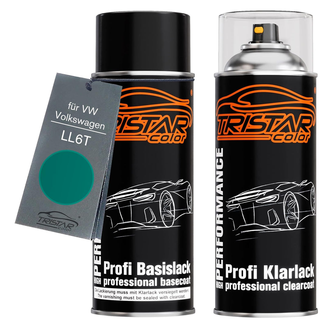 TRISTARcolor Autolack Spraydosen Set für VW/Volkswagen LL6T Friesengrün/Friesen Green Basislack Klar