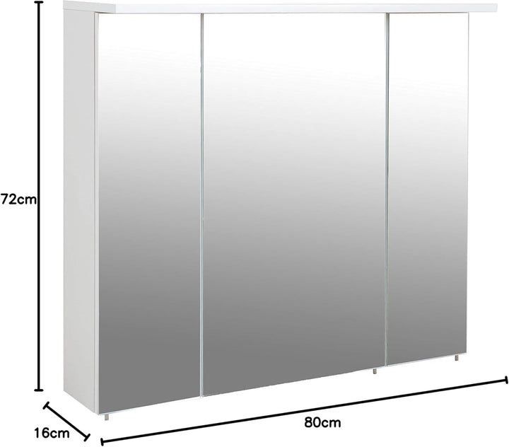Schildmeyer Spiegelschrank 800.1 Profil Weiss Glanz, 80 x 16 x 72,3 cm, 80 x 16 x 72,3 cm