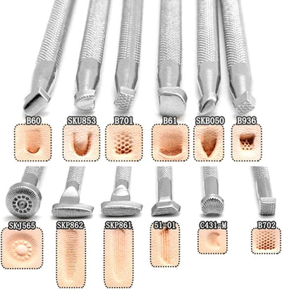 Tyenaza 12 STÜCKE Lederhandwerkswerkzeuge, Ledergravur- und Prägewerkzeuge Lederbearbeitungs-Stanzmu