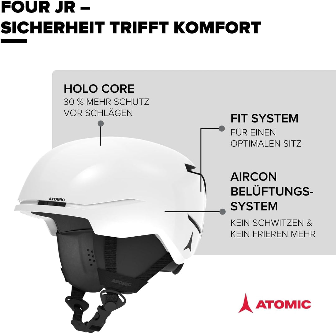 Atomic Four JR Skihelm für Kinder & Jugendliche - Max. Sicherheit bei Aufprällen - Innovatives Belüf
