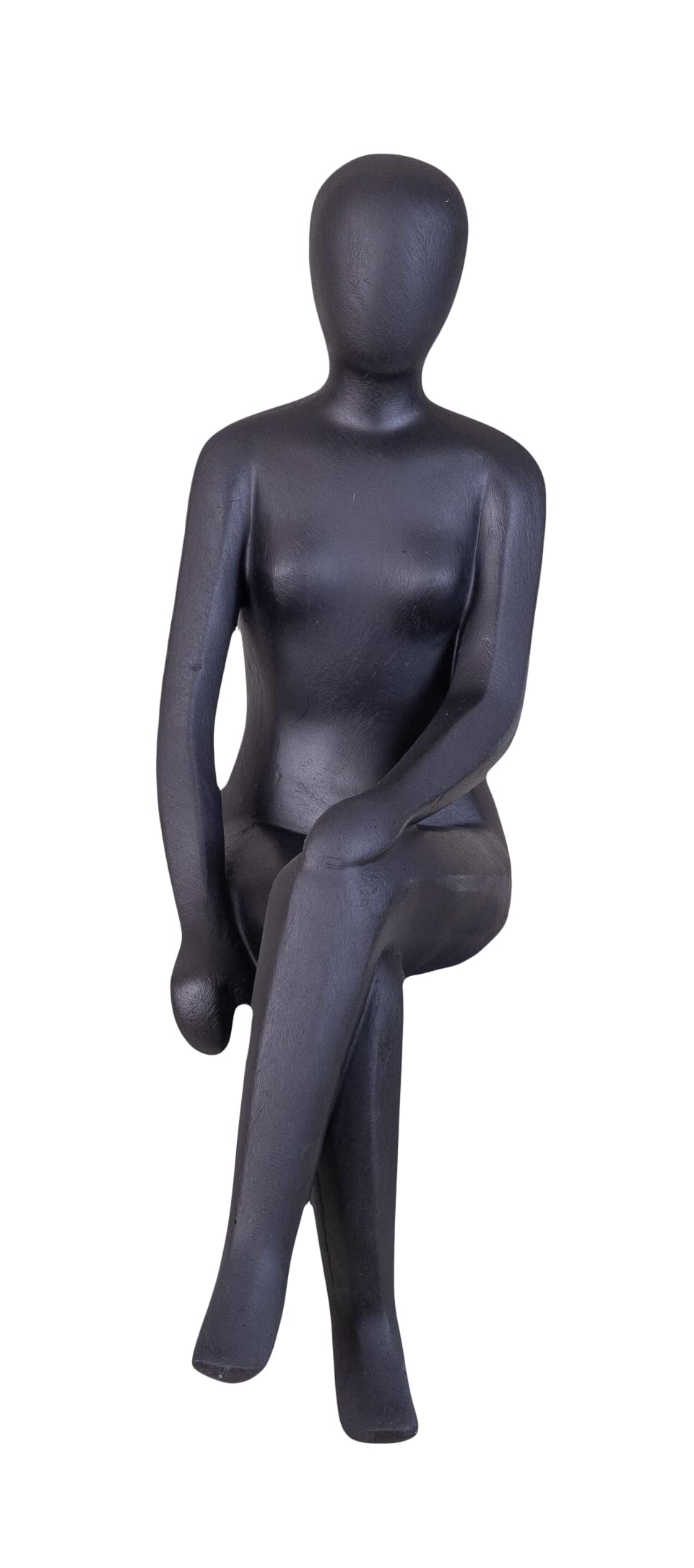 IDYL Moderne Skulptur Figur Sandsteinguss Sitting Women | wetterfest | Farbe schwarz | 13x15x50 cm |