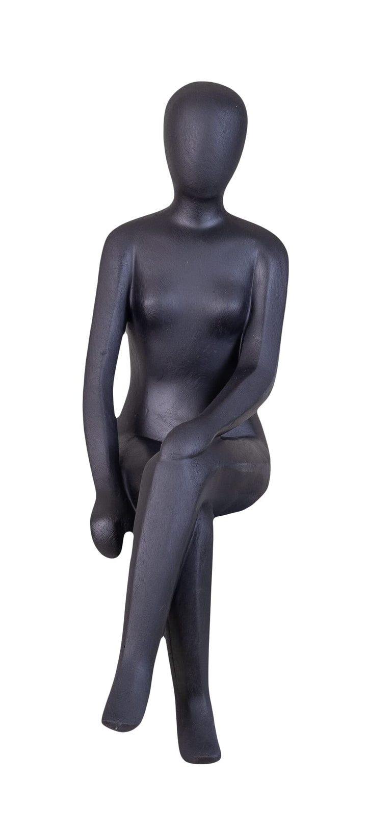 IDYL Moderne Skulptur Figur Sandsteinguss Sitting Women | wetterfest | Farbe schwarz | 13x15x50 cm |