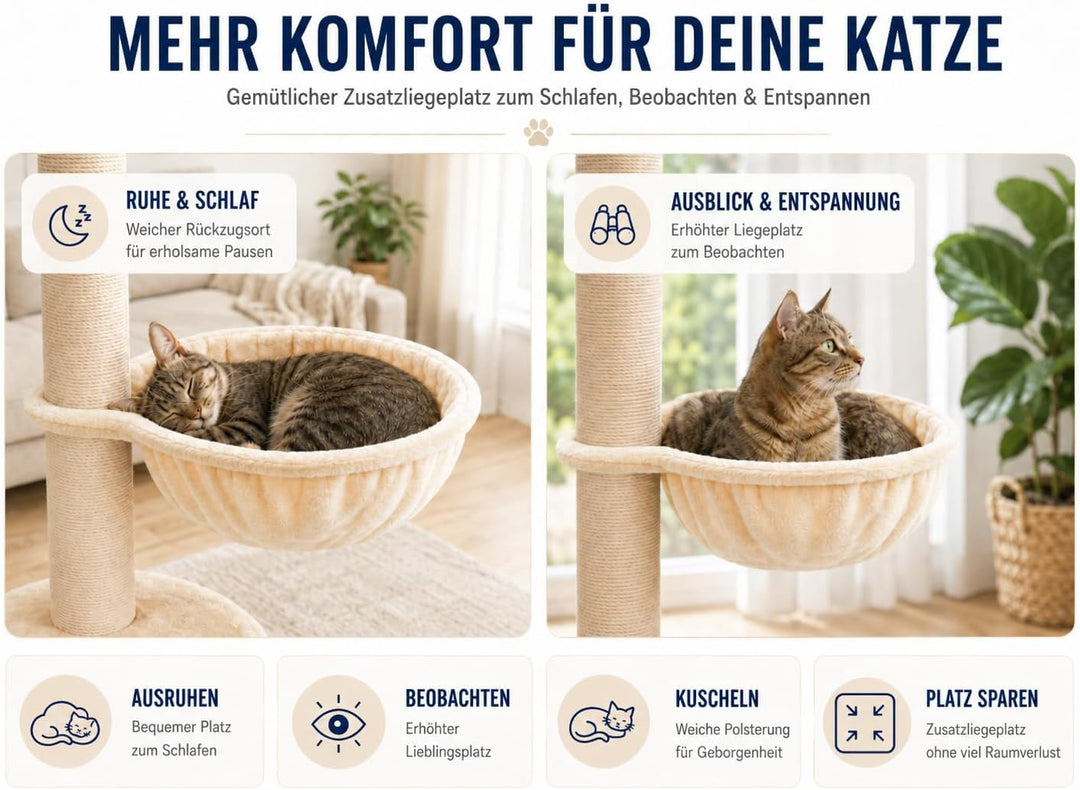 Liegemulde Katzenkorb Katzenhängematte für Kratzbaum aus weichem Plüsch Ø32 cm – XL Katzenmulde Ersa