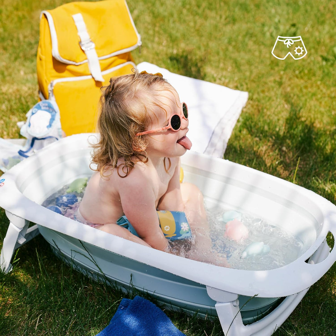 Badabulle Faltbare Babybadewanne - Ultrakompakt - 35L - Rutschfeste Füsse - Abflussstopfen & Tempera