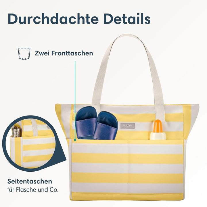 LARKSON Strandtasche Damen & Herren - Linn - Grosse Beach Bag für Strand, Schwimmbad, Pool - Tote Ba