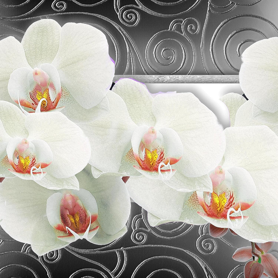 Runa Art Wandbilder Blumen Orchidee 5 Teilig Bild auf Vlies Leinwand Deko Wohnzimmer Abstrakt Grau W
