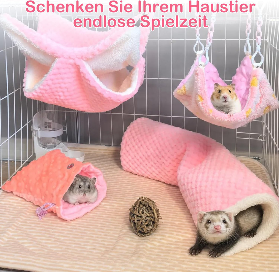 5 Stück Meerschweinchen Hängematte für Ratten Frettchen Hängematte für Kleintier Weich Warmes Fleece