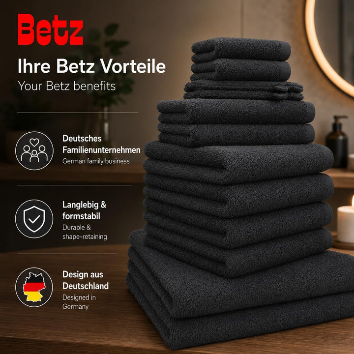 Betz 12 TLG. Handtuch Set Berlin 100% Baumwolle 2 Liegetücher 4 Handtücher 2 Gästetücher 2 Seiflappe