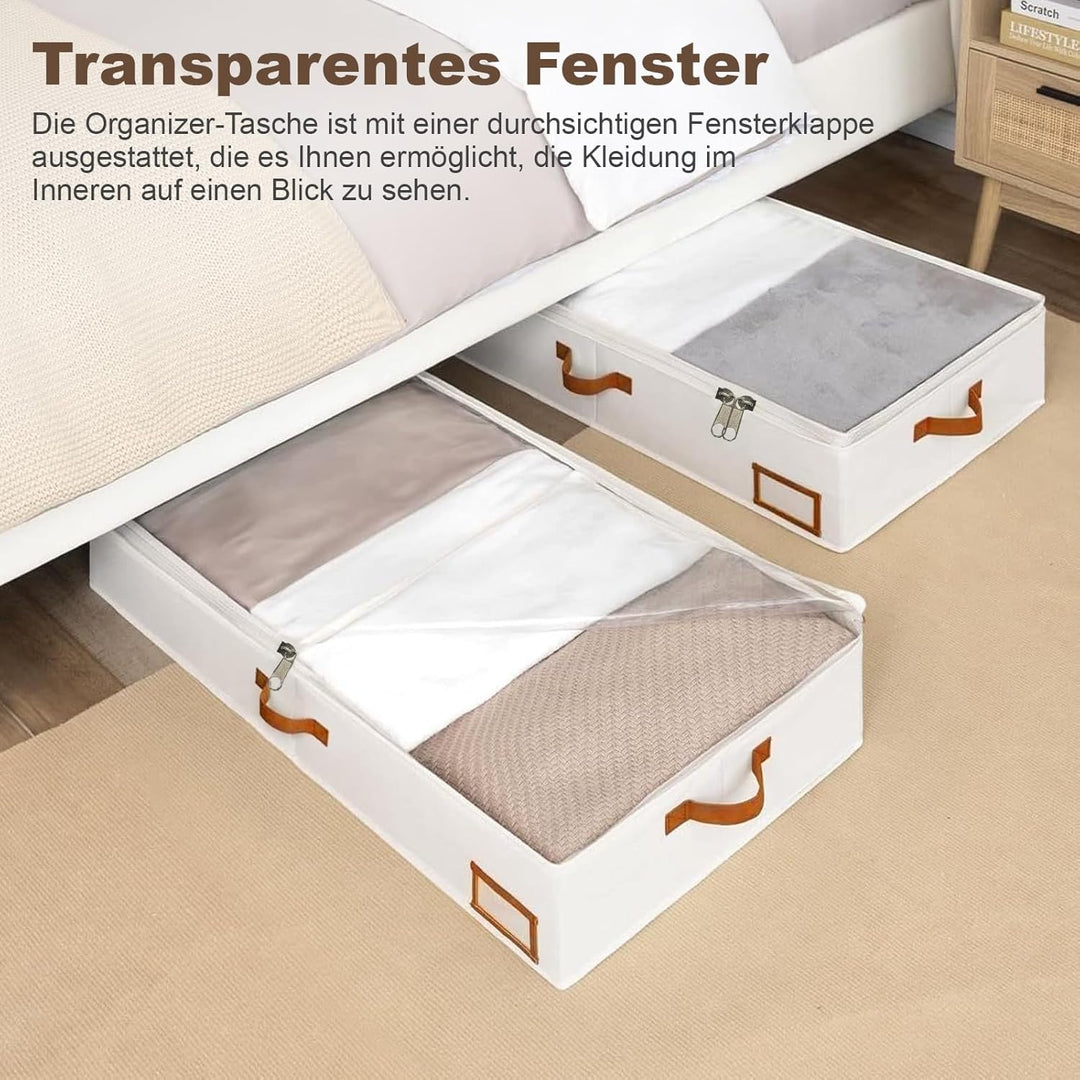 8 Stück Unterbett Aufbewahrungsbox mit Aufbewahrung Deckel, 600D Hartschale Unterbettkommode mit Rei