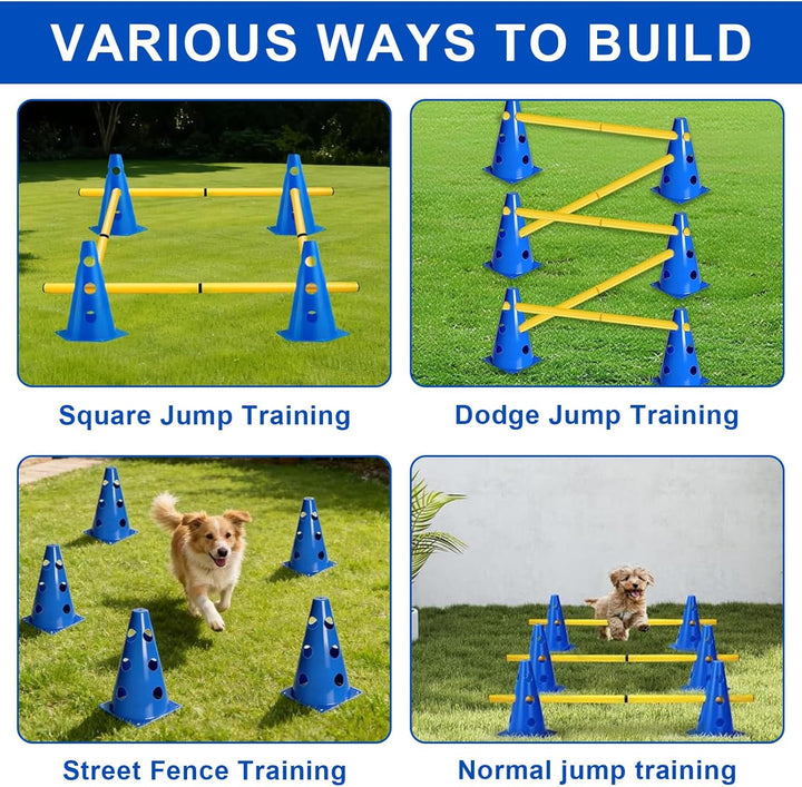 Agility Set Hunde, Sports Hunde Steckhürdenset Agility Hürden Hindernisse für Kinder Hunde, 10 Kegel