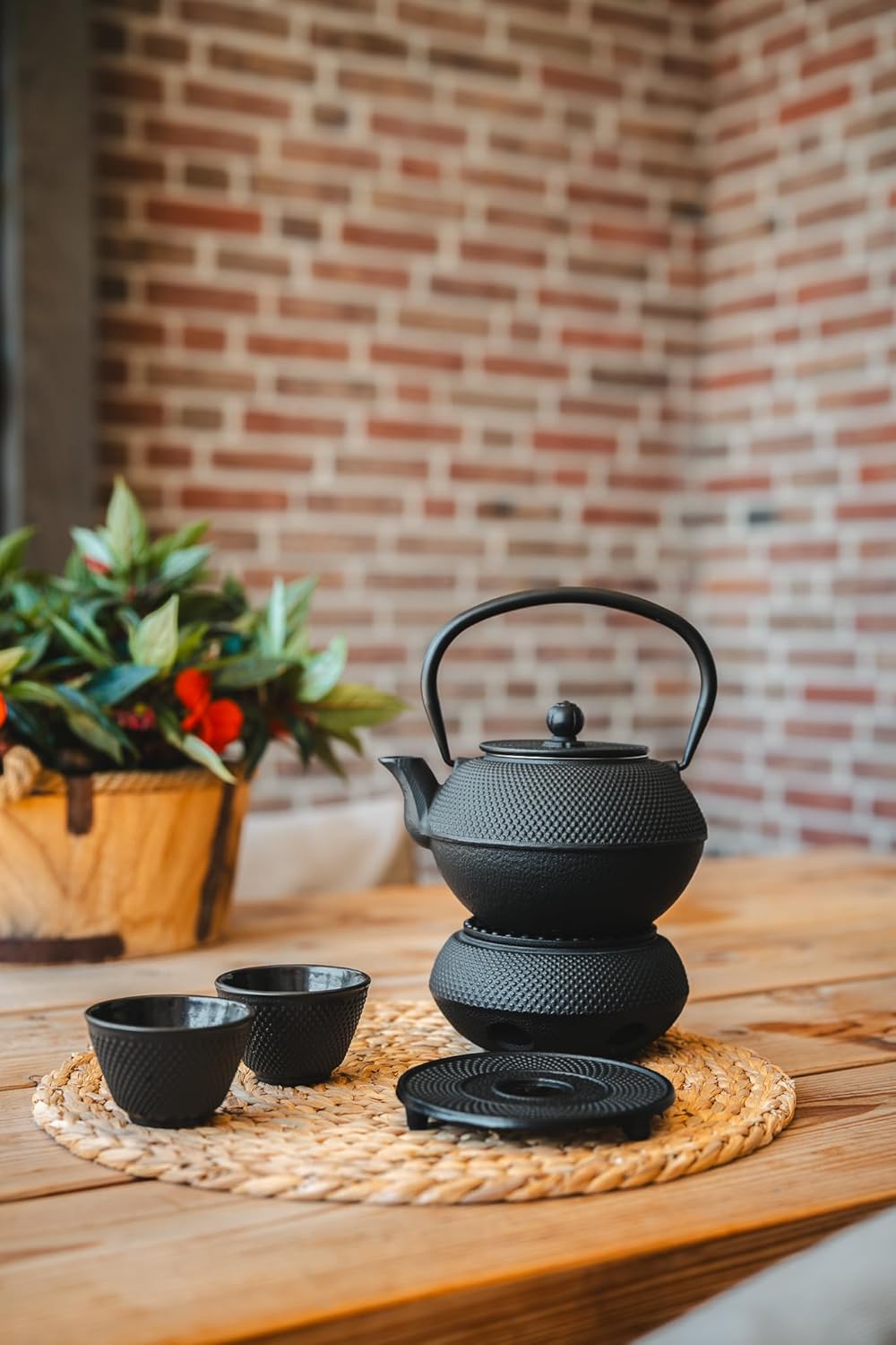 Bredemeijer Schwarze gusseiserne Teekanne 1.1 Liter Jang mit Edelstahlfilter 1,25 l, 1,25 l