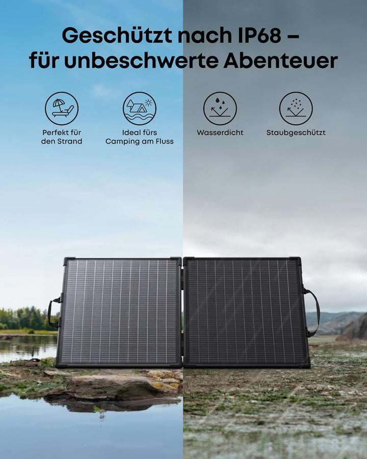 Anker SOLIX PS100 Bifaziales tragbares Solarpanel, 100W faltbares Solarladegerät mit beidseitiger En