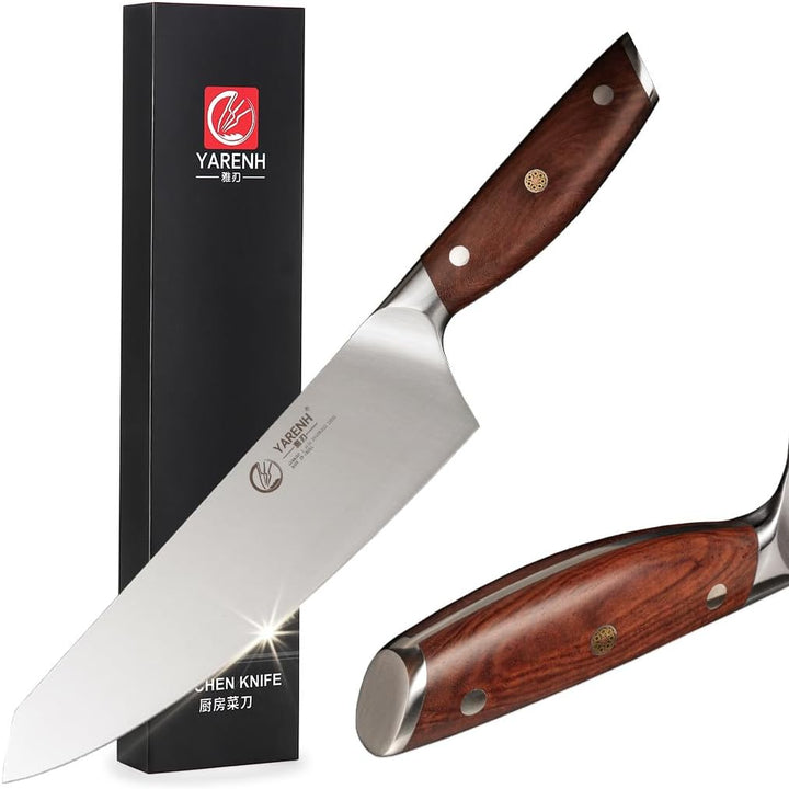 YARENH Kochmesser aus Rostfreiem Stahl, Profi Chefmesser - Scharfe und Langlebige Klinge, 20 cm Klin