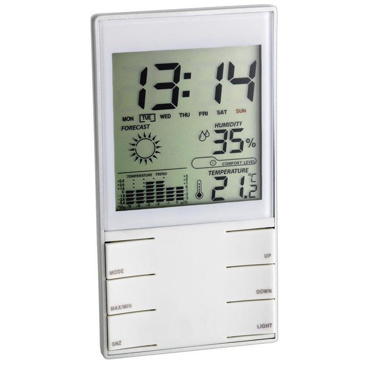 TFA Dostmann Digitale Wetterstation, Innentemperatur, Luftfeuchtigkeit, Komfortstufe, Temperaturdiag