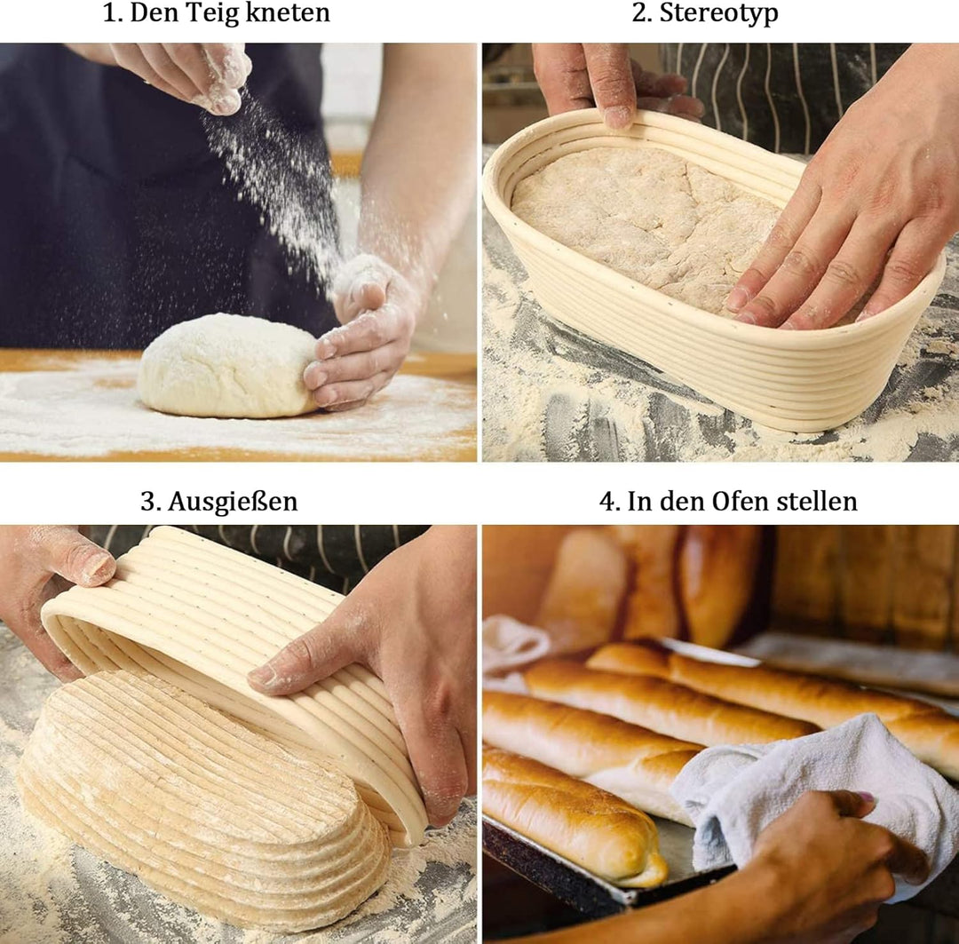 Gärkörbchen Oval (ø 25cm),2 PCS Banneton Proof Basket Korb Set,aus Sauerteigbrotkorb im französische