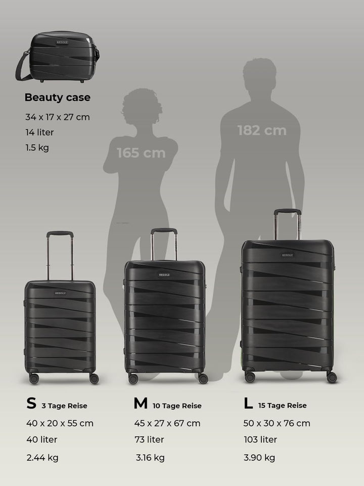 REDOLZ Hartschalen Check-in Koffer | Mittelgrosser Trolley 45 x 27 x 67 cm aus hochwertigem, leichte