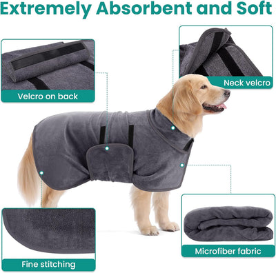 PETTOM Hundebademantel, Bademantel Hund Extra Saugfähig, Hunde Bademantel Mikrofaser Schnelltrockend