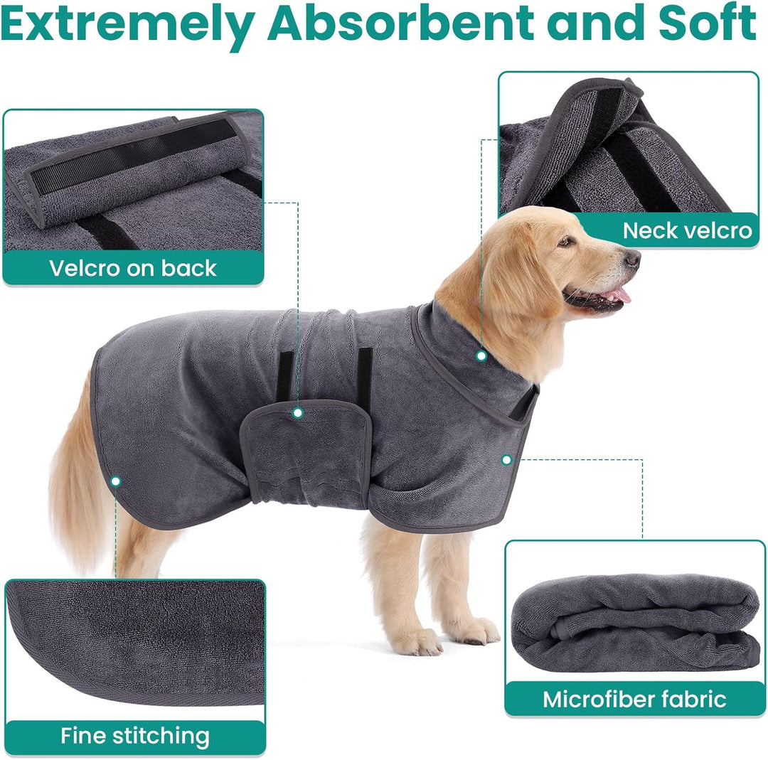 PETTOM Hundebademantel Mikrofaser Schnelltrockend, Bademantel Hund Baumwolle Super Saugfähig, Badema