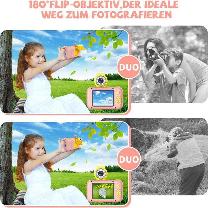 ARNSSIEN Digitalkamera für Kinder Kamera,2,4" IPS Kinderkamera mit 180°Flip | 1080P videokamera &amp; Se