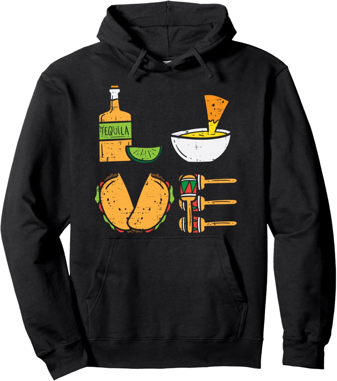 Love Tequila Nachos Tacos Maracas Cinco De Mayo Mexican Pullover Hoodie
