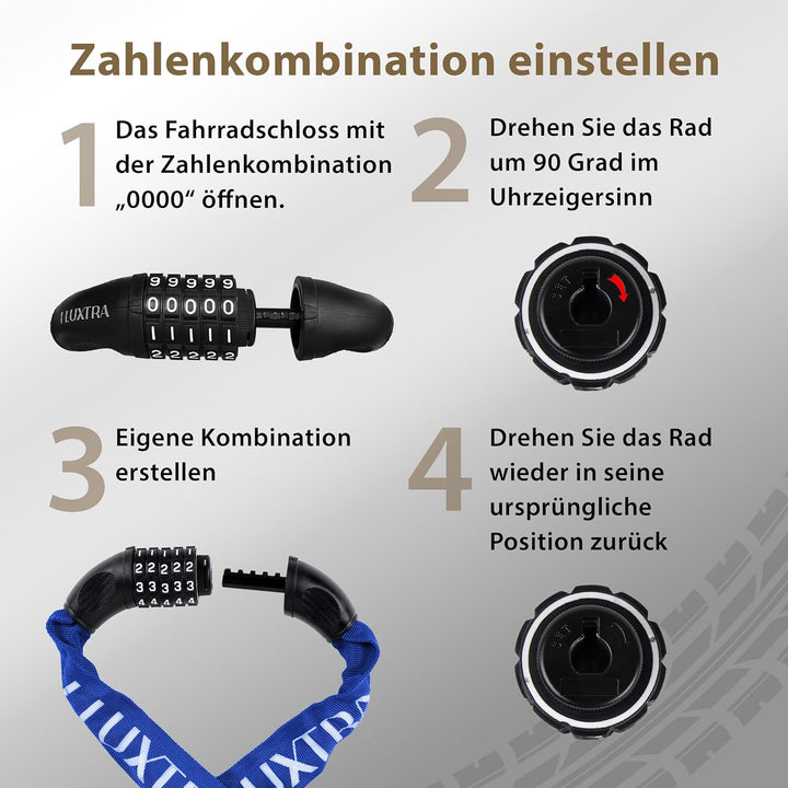 Fahrradschloss - 1m Kette, Fahrradschloss Hohe Sicherheit, Zahlenschloss, Fahrradschloss Kinder, Rob