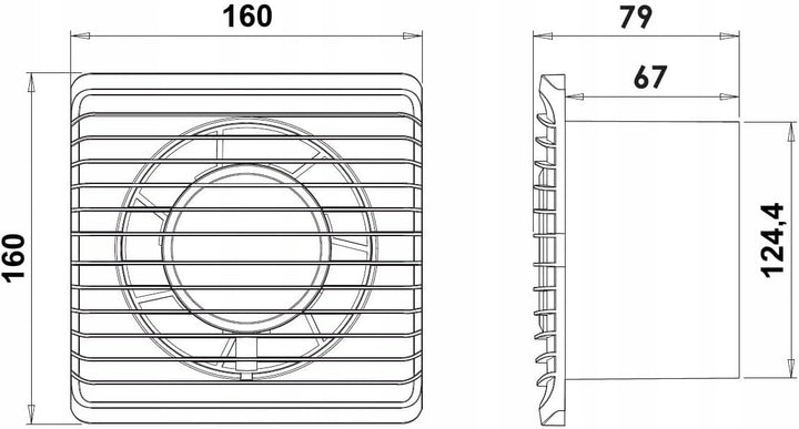 F.H. ANA Badlüfter Wandlüfter Ventilator Ø 125 mm - Feuchtesensor + Nachlauf - Weiss (Funktion: Feuc