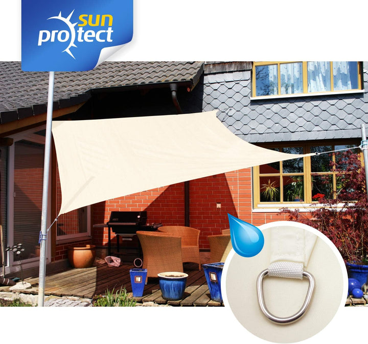 sunprotect 83269 wasserabweisend Sonnensegel Hydro, 3 x 3 m, Quadrat, wasserabweisend, Creme 3x3m cr