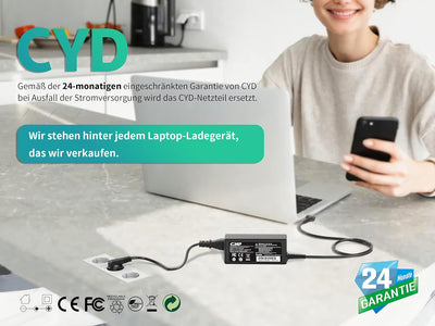 CYD 65W USB C ladegerät für Ladekabel-Dell-Laptop XPS 12 9250, XPS 13 9350 9360 9365 9370 9380, Lati