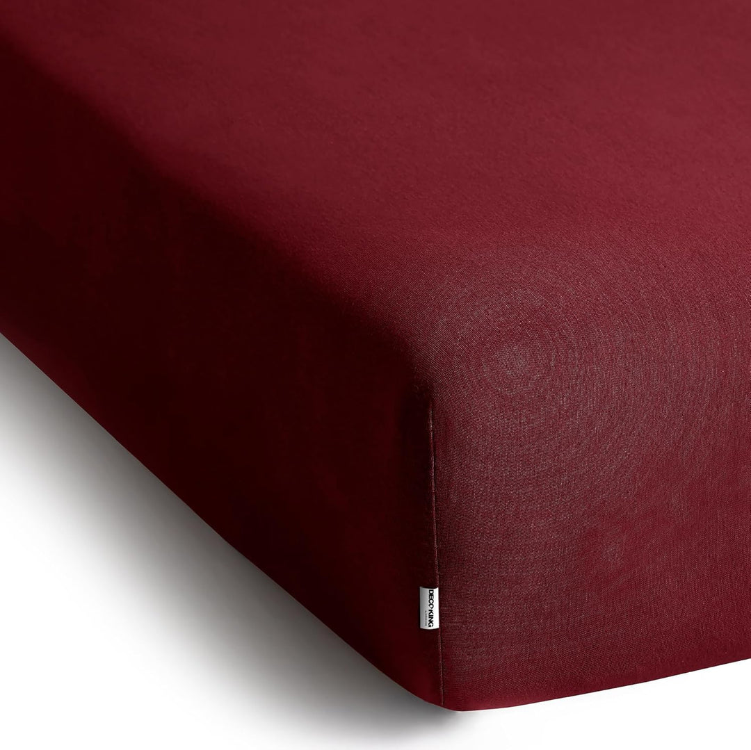 DecoKing Spannbettlaken 160x200 180x200 cm 100% gekämmte Baumwolle Bordeaux Spannbetttücher Jersey B
