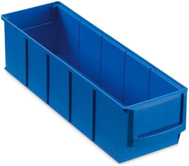SparSet 5x Blaue Industriebox 300 S | HxBxT 8,1x9,1x30cm | 1,6 Liter | Sichtlagerkasten, Sortimentsk