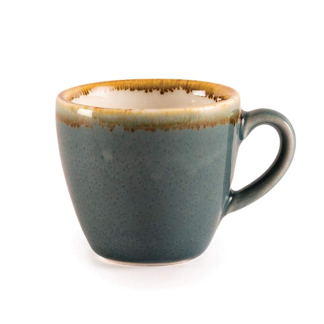Olympia Kiln Espresso-Kaffeetassen 85 ml/3 oz (6er-Pack), Ozeanfarben-Stil, Steinzeug-Geschirrtassen