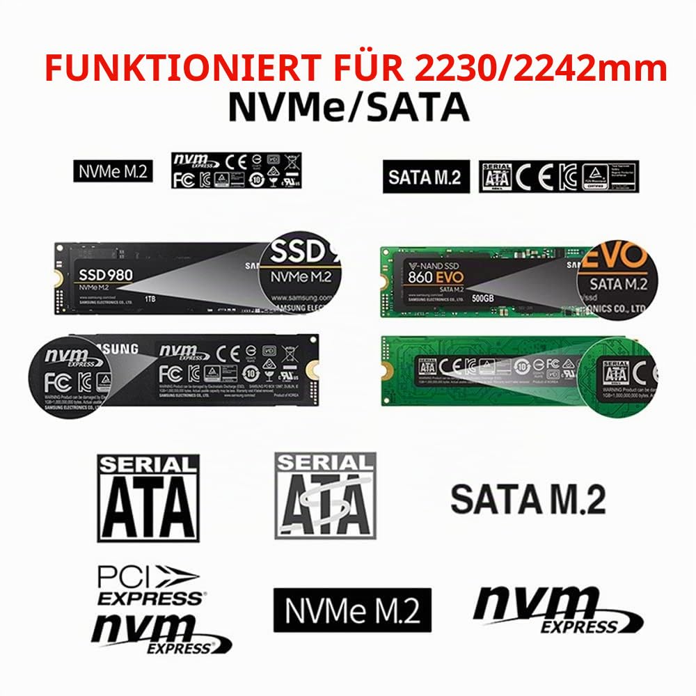 Cablecc Combo Typ-C & USB 3.0 zu NVME M-Key M.2 NGFF SATA SSD PCBA Gehäuse 2230/2242mm Adapter RTL92