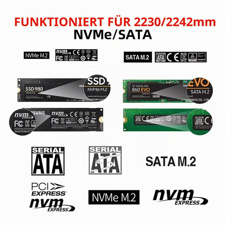 Cablecc Combo Typ-C & USB 3.0 zu NVME M-Key M.2 NGFF SATA SSD PCBA Gehäuse 2230/2242mm Adapter RTL92
