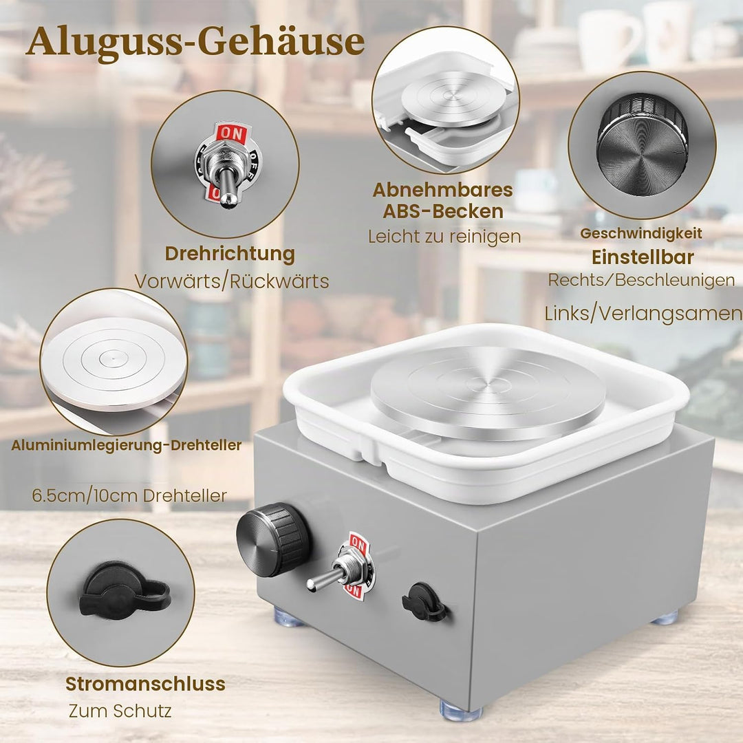 Töpferscheibe, Töpferscheibe Elektrisch mit 2000 U/min Einstellbare Geschwindigkeit, Pottery Wheel m