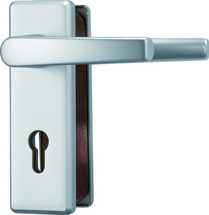 ABUS Tür-Schutzbeschlag KKT512 F1 aluminium mit beidseitigem Drücker eckig 26438 Beidseitig Drücker