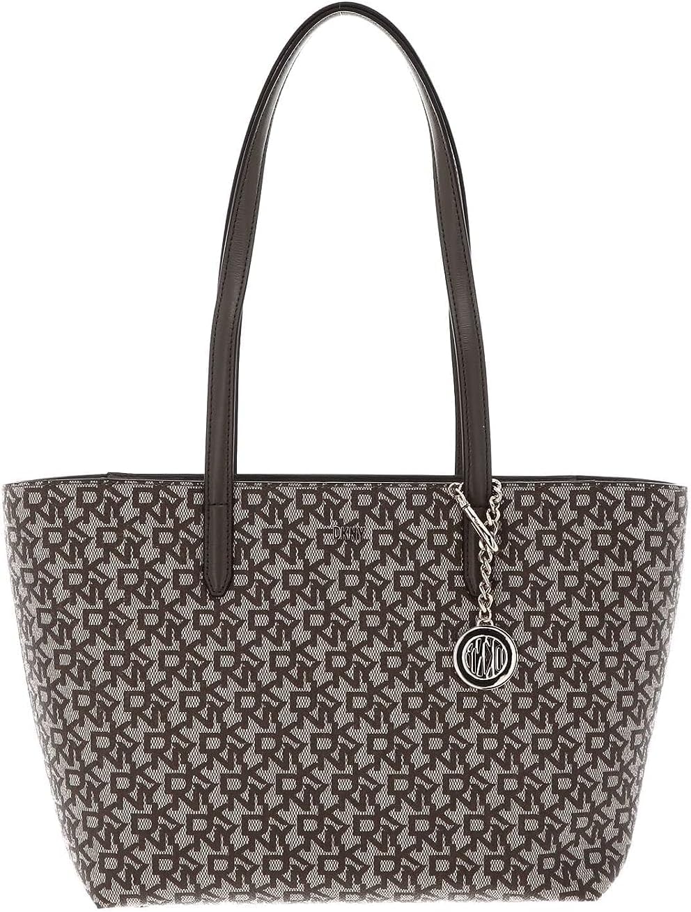 DKNY Women's Bryant Medium Bag in Coated Logo Tote, Chino/Truffle