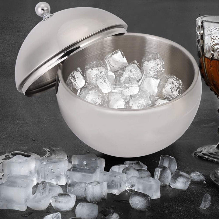 Alvinlite 2L Eiskübel mit Deckel, Eisbehälter für Eiswürfel, Edelstahl Behälter mit Deckel, Eiswürfe