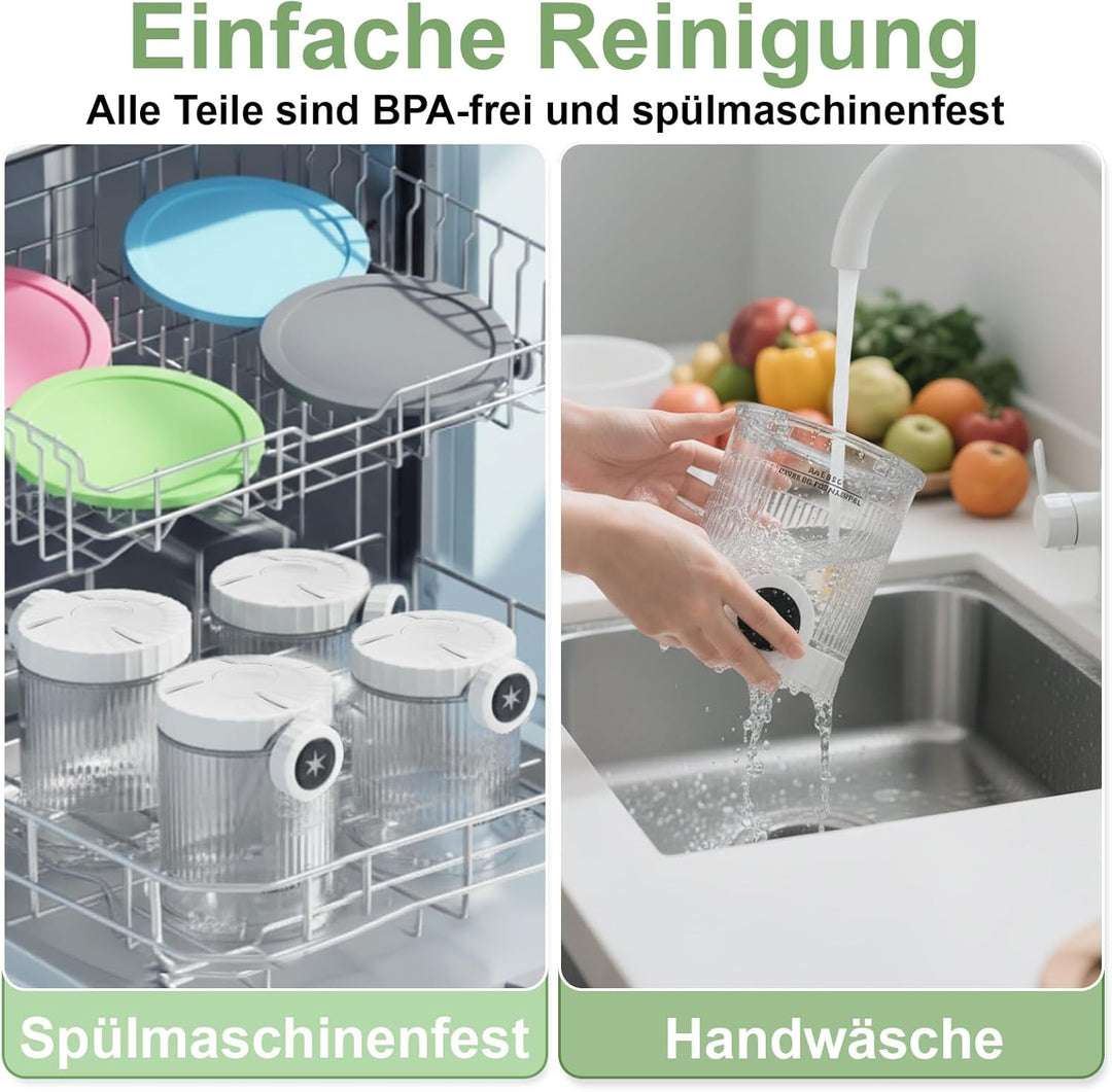 4er Pack Ersatz-Eisbehälter für Ninja Swirl, 470ml Pint-Becher mit farbigen Deckeln, Auslaufsicher &