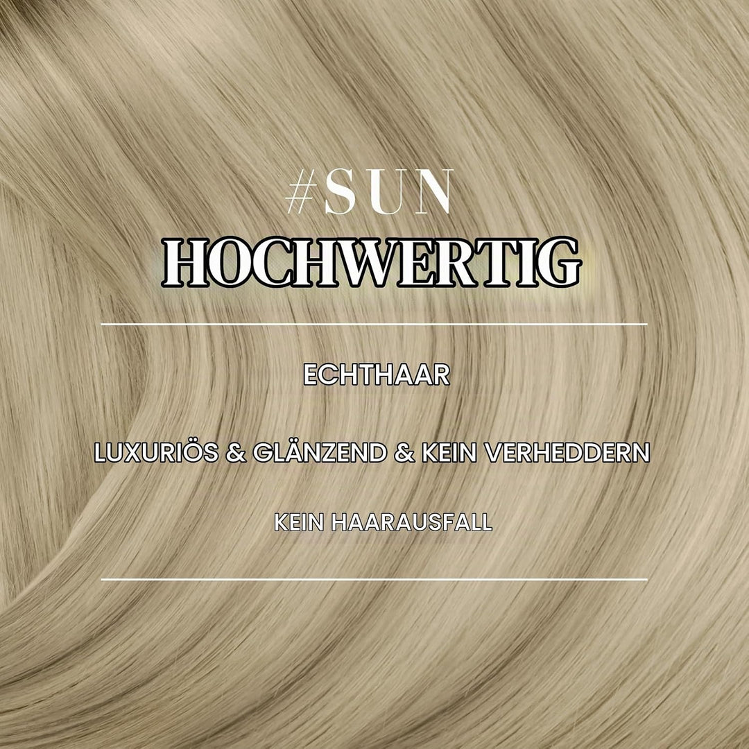 YoungSee Echthaar Extensions Nanoring Blond 55CM Nanoring Extensions Echthaar Dunkel Aschblond mit P