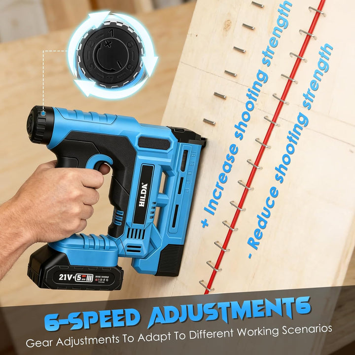 Akku Nagler Set, 2-in-1 18GA Elektrotacker mit 2x 2,0Ah Akkus, Ladegerät &1000 Nägeln+1000 Klammern,