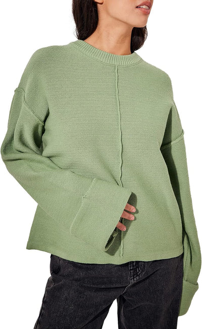 NA-KD Damen Gefaltete Ärmel Strickpullover Pullover XS Jade, XS Jade