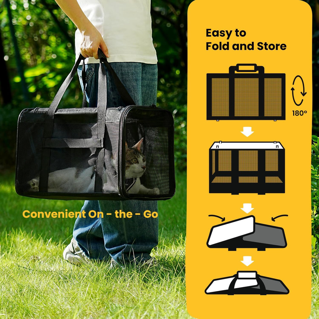 Conlun Katzentransportbox,Weiche Katzentransporttasche mit 4-seitigem Netz, Flugzeugtaugliche Katzen