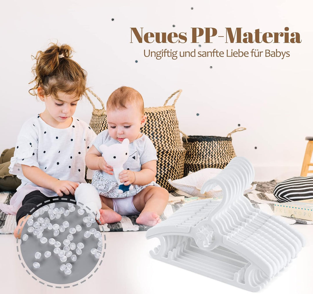 24 Stück Babykleiderbügel Platzsparend, Mitwachsende KinderKleiderbügel Verstellbare 27.5-37cm mit S