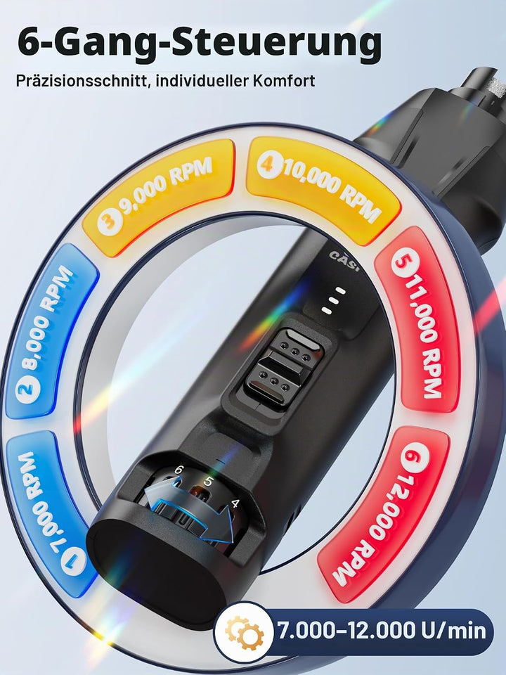 Casfuy 6-Gang-Hunde-Nagelschleifer - 50% Boosted Power Hund Nagelschneider Leise mit Dual-LED-Leucht